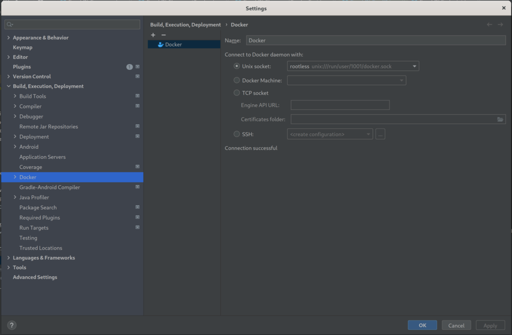Docker configuration in IntelliJ