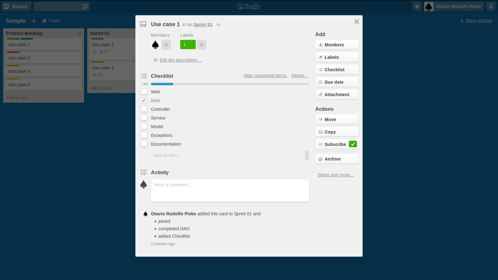Sample Trello Backlog